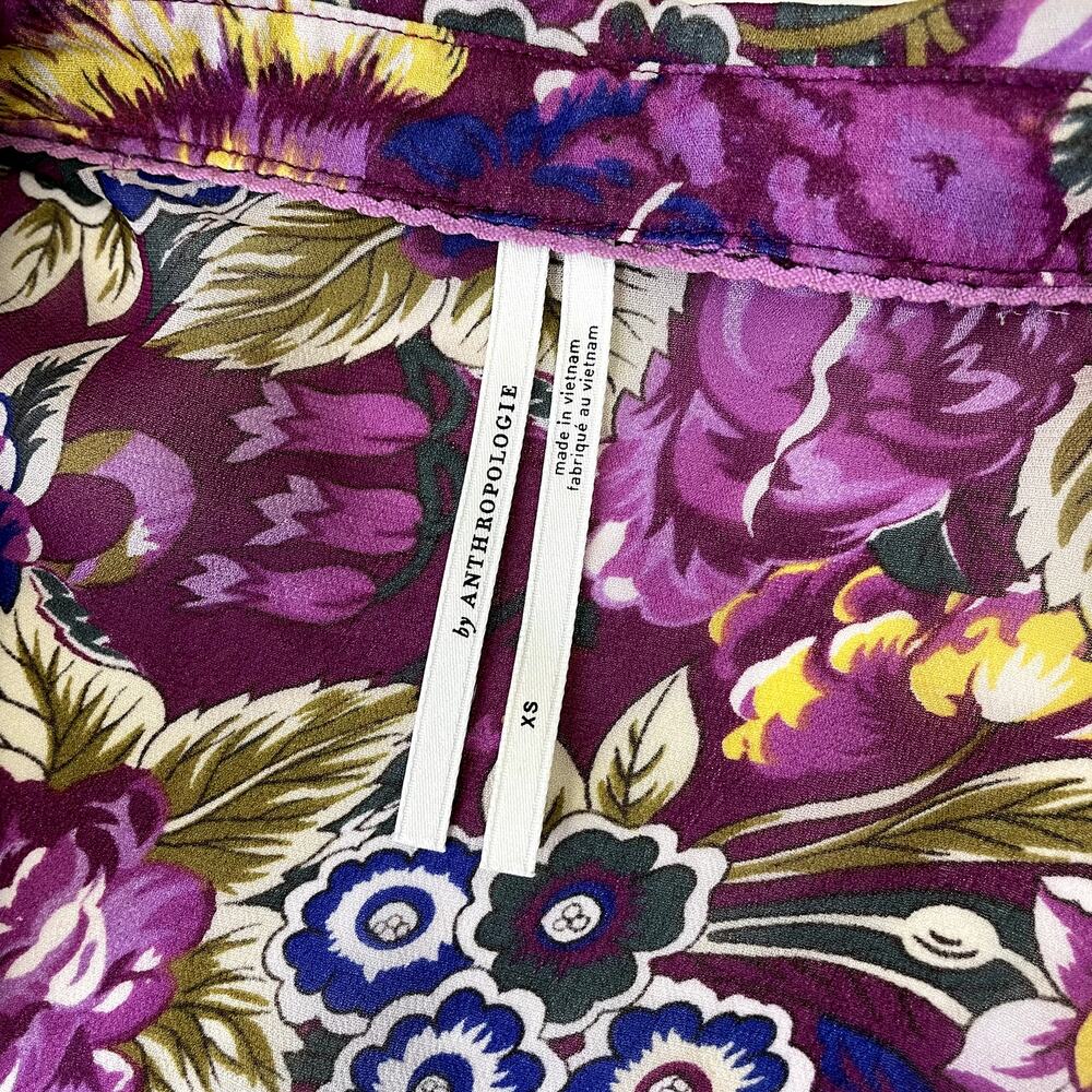 Anthropologie Nikole Maxi Shirtdress XS Paisley Floral Boho - Picture 10 of 16